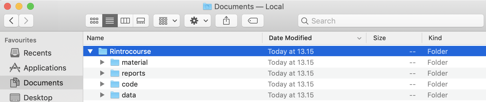 The folder structure shown on a Mac.